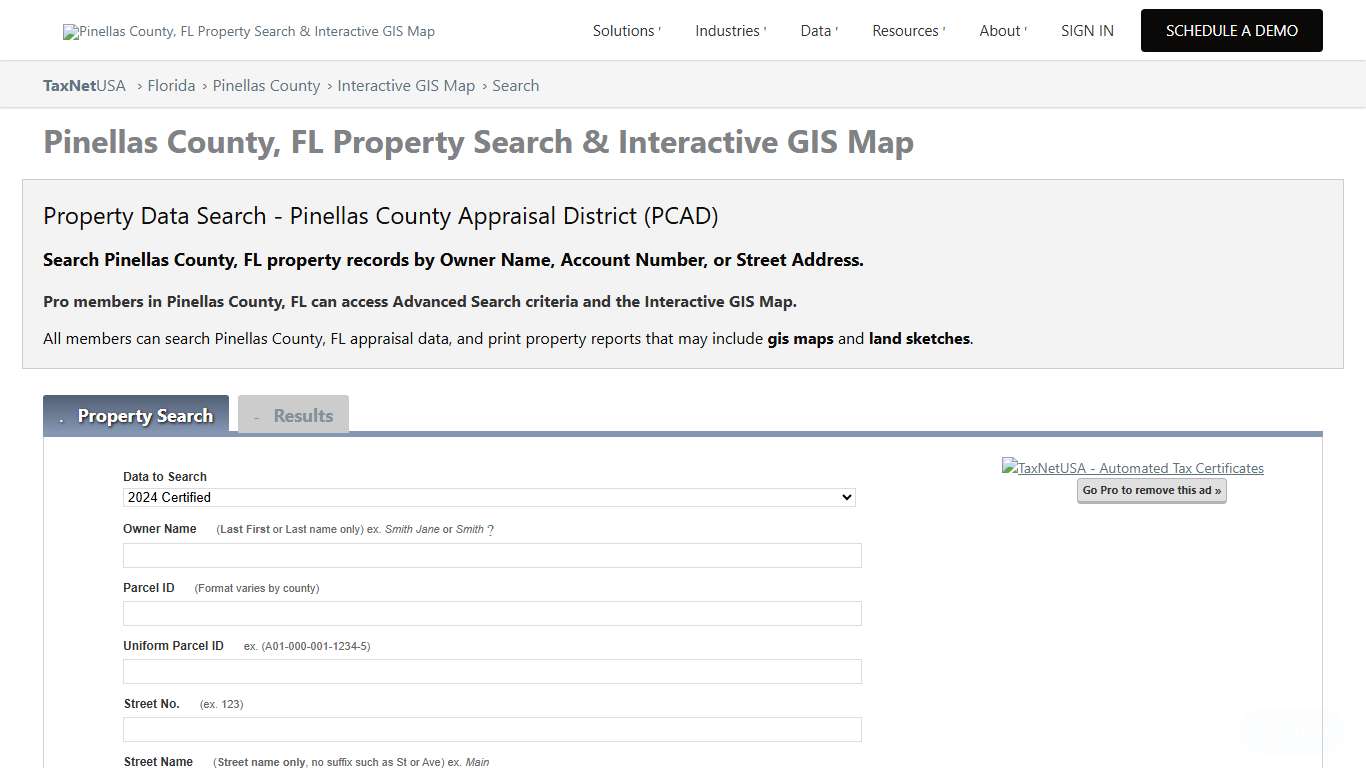 Pinellas County, FL Property Search & Interactive GIS Map
